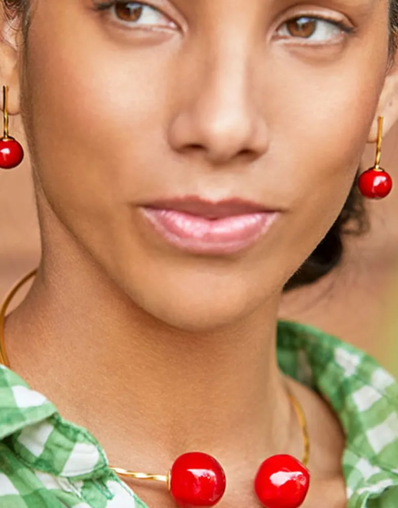 Pearl Chokers|Majorica Adjustable Choker Capri With Red Murano Glass