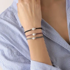Elastic Bracelets|Majorica Adjustable Grey Stretch Sifnos Bracelet With Pearl