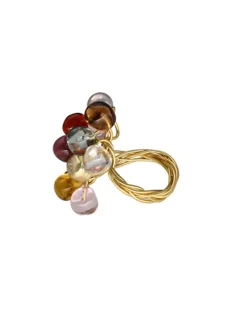 Large Pearl Rings|Majorica Adjustable Pearl Ring Corfu With Murano Glass