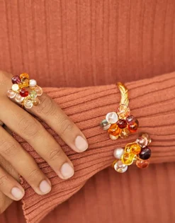 Large Pearl Rings|Majorica Adjustable Pearl Ring Corfu With Murano Glass