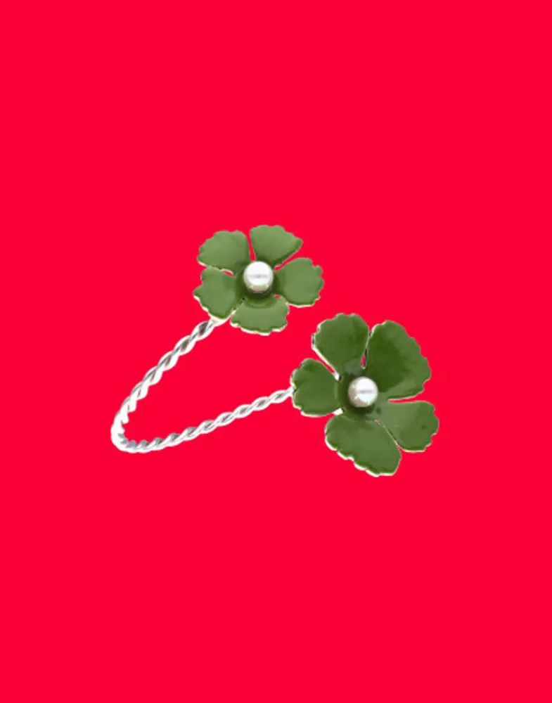 Bangle Bracelets|Majorica Adjustable Santorini Flower Olive Green Bracelet In Silver