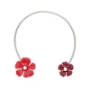 Pearl Chokers|Majorica Adjustable Santorini Red Flower Choker In Silver