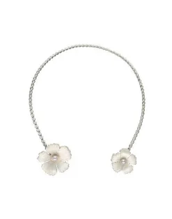 Pearl Chokers|Majorica Adjustable Silver Santorini Bianco Bridal Choker With Nacre Flowers