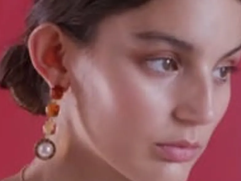 Pearl Drop Earrings|Majorica Algaida Button Golden Earrings With Amber Murano Glass