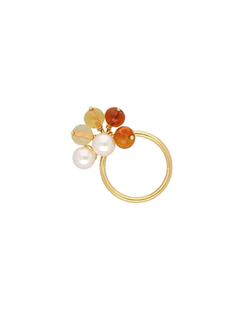 Medium-Sized Rings|Majorica Algaida Golden Ring With Amber Murano Glass