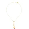 Pearl Chain Necklaces|Majorica Algaida Golden Short Necklace With Amber Murano Glass