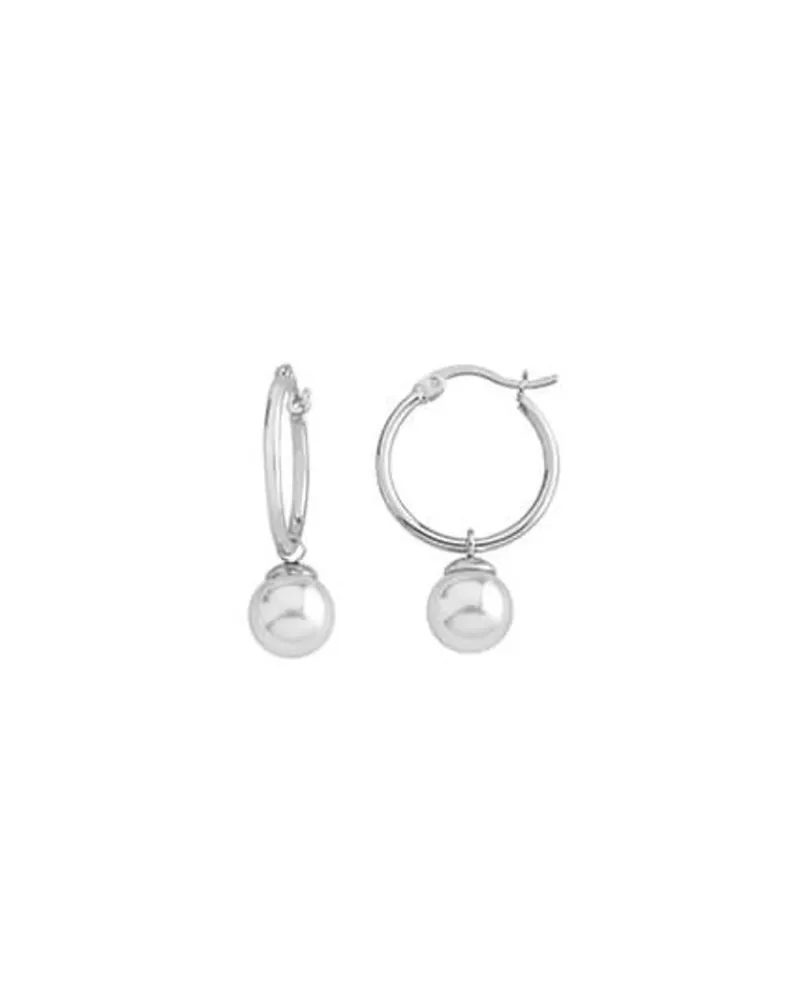Pearl Hoop Earrings|Majorica Anneau Hoop Earrings 26Mm Silver With Pearl