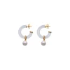 Pearl Hoop Earrings|Majorica Ayla Golden Earrings In High-Resistance Glass