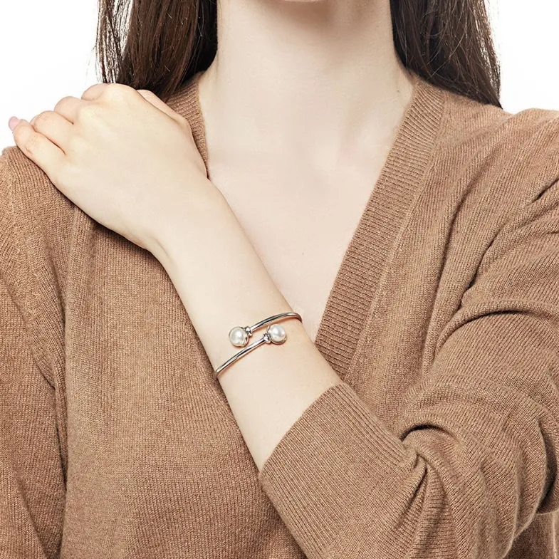 Bangle Bracelets|Majorica Bracelet Alina Slightly Round Pearl