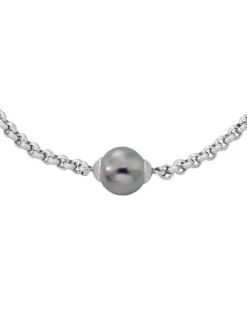 Chain Bracelets|Majorica Chain Bracelet Nuada Steel And Gray Pearl