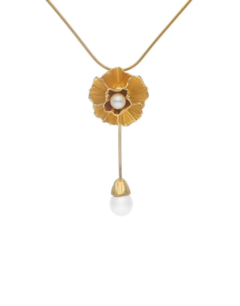 Gold Necklaces|Majorica Clavelina White Pearl Chain Necklace