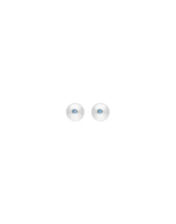 Pearl Stud Earrings|Majorica Color Pop Earrings With Round White Pearl And Blue Zirconia