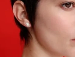 Pearl Stud Earrings|Majorica Color Pop Earrings With Round White Pearl And Orange Zirconia