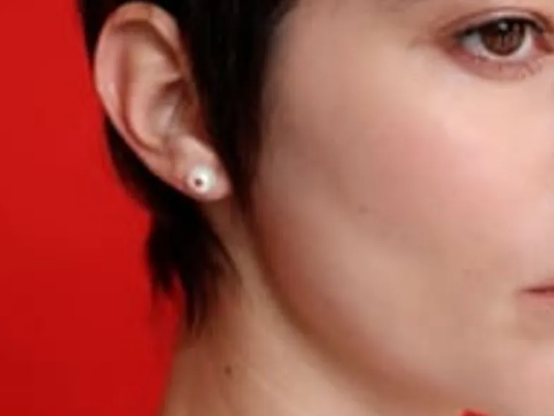 Pearl Stud Earrings|Majorica Color Pop Earrings With Round White Pearl And Orange Zirconia