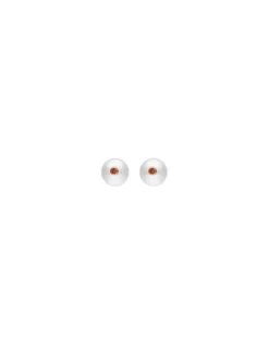 Pearl Stud Earrings|Majorica Color Pop Earrings With Round White Pearl And Orange Zirconia