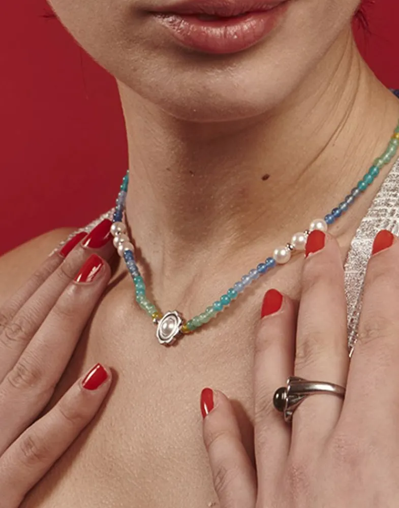Necklaces With Stones|Majorica Color Pop Sea Necklace With Gradient Stones And White Pearls