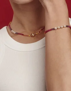 Golden Bracelets|Majorica Color Pop Sunset Bracelet With Gradient Stones And White Pearls