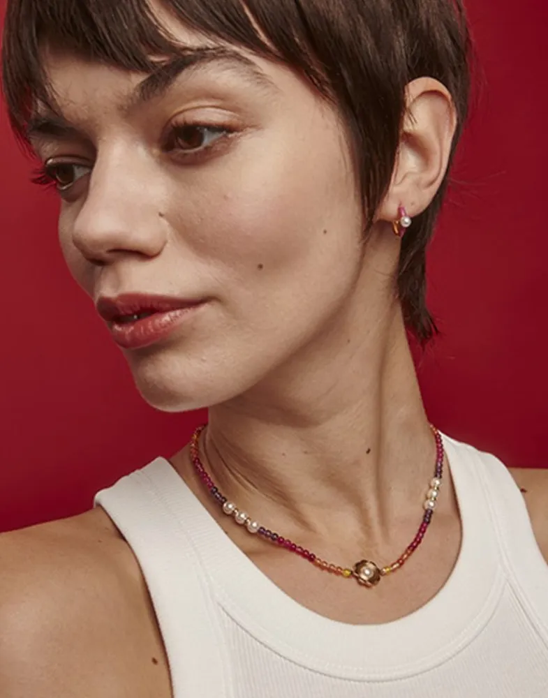 Necklaces With Stones|Majorica Color Pop Sunset Necklace With Gradient Stones And White Pearls
