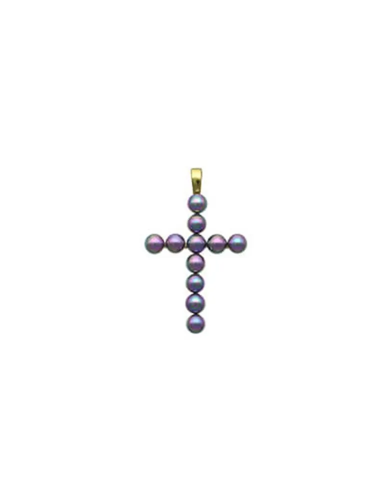 Pendant Chain|Majorica Crosses Collection Gold Pendant With Gray Pearl