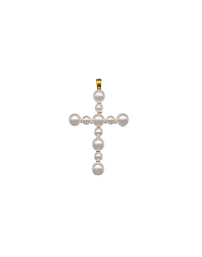 Pendant Chain|Majorica Crosses Collection Gold Pendant With White Pearl