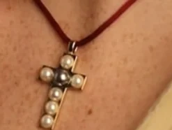 Pendant Chain|Majorica Crosses Collection Gold Pendant With White And Gray Half-Pearl