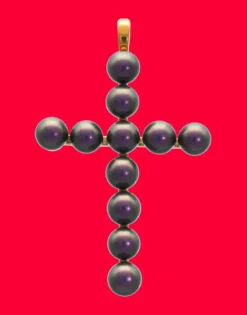 Pendant Chain|Majorica Crosses Collection Gold Pendant With Tahiti Pearl