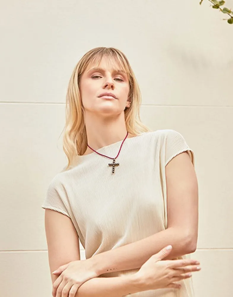Pendant Chain|Majorica Crosses Collection Gold Pendant With Tahiti Pearl