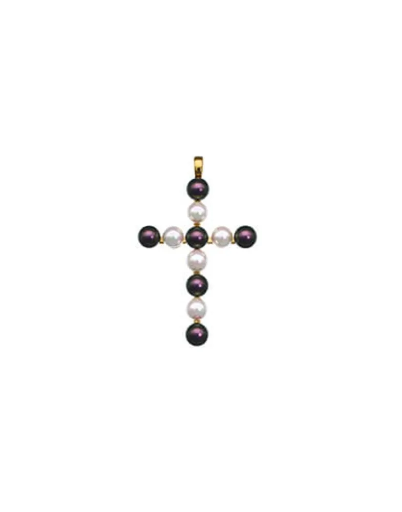 Pendant Chain|Majorica Crosses Collection Gold Pendant With White And Tahiti Pearl