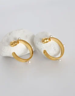 Pearl Hoop Earrings|Majorica Earrings Bejart