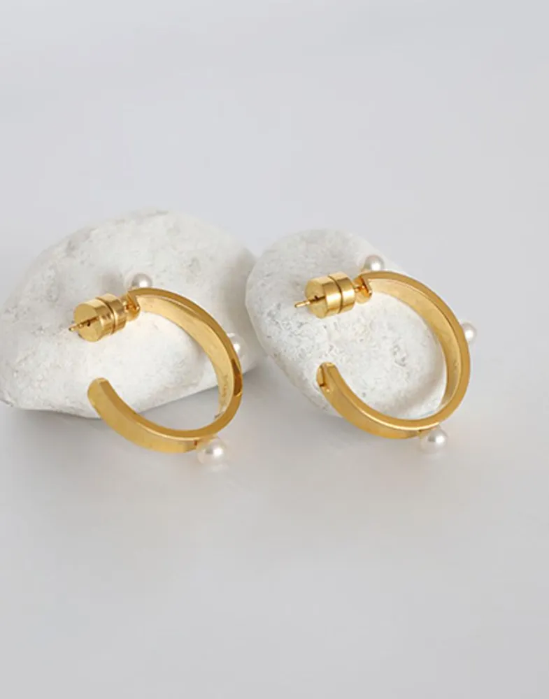Pearl Hoop Earrings|Majorica Earrings Bejart