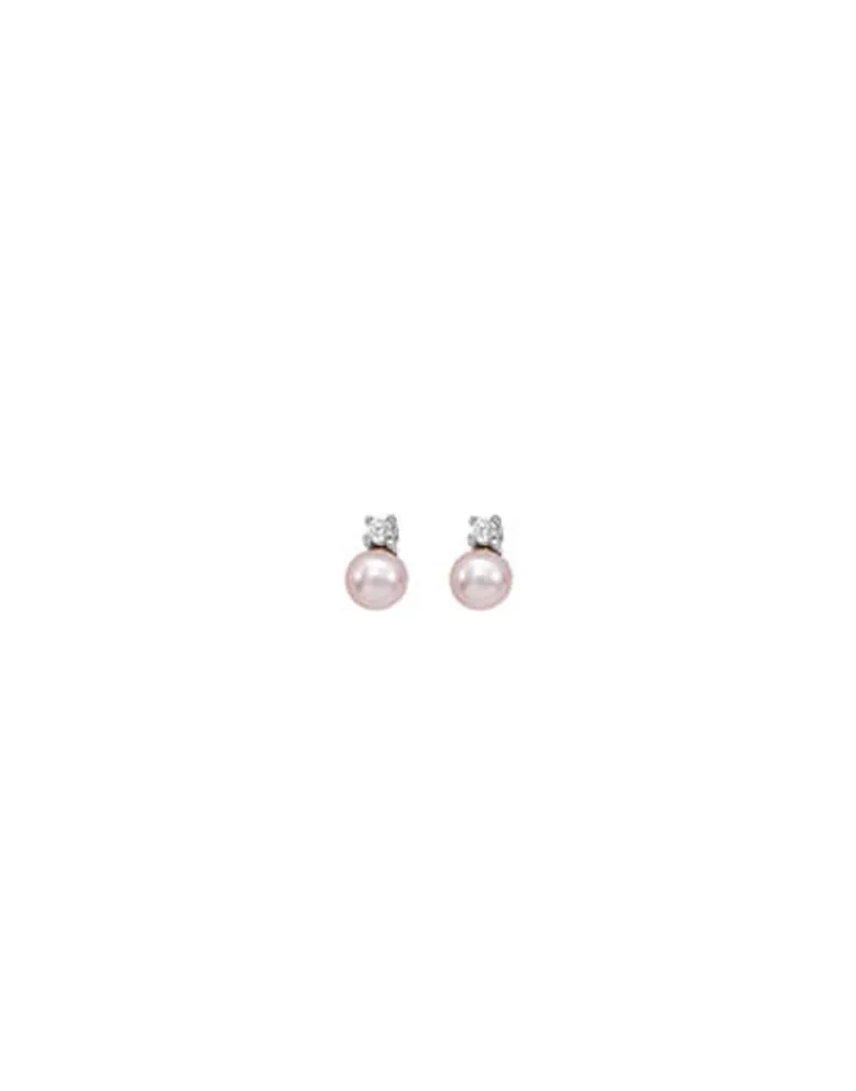 Baby Earrings|Majorica Earrings Cies Silver With 4Mm Pink Pearl And Zircons