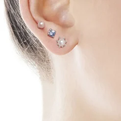 Pearl Stud Earrings|Majorica Earrings Cies Silver With 4Mm Pink Pearl