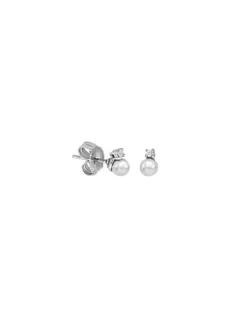 Baby Earrings|Majorica Earrings Cies Silver With 4Mm White Pearl And Zircons