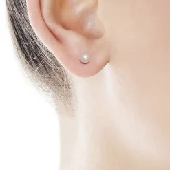 Pearl Stud Earrings|Majorica Earrings Cies Silver With 4Mm White Pearl