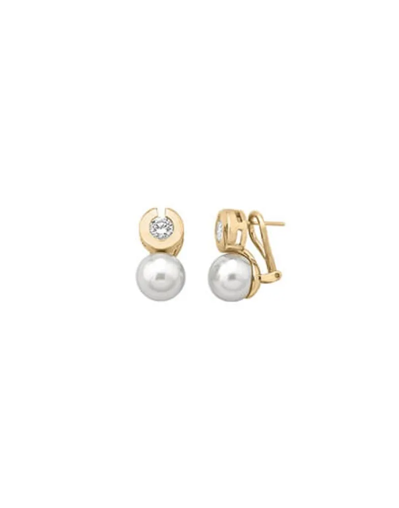 Tu & Yo Earrings|Majorica Earrings Exquisite Gold Plated With 10Mm White Pearl And Zircons