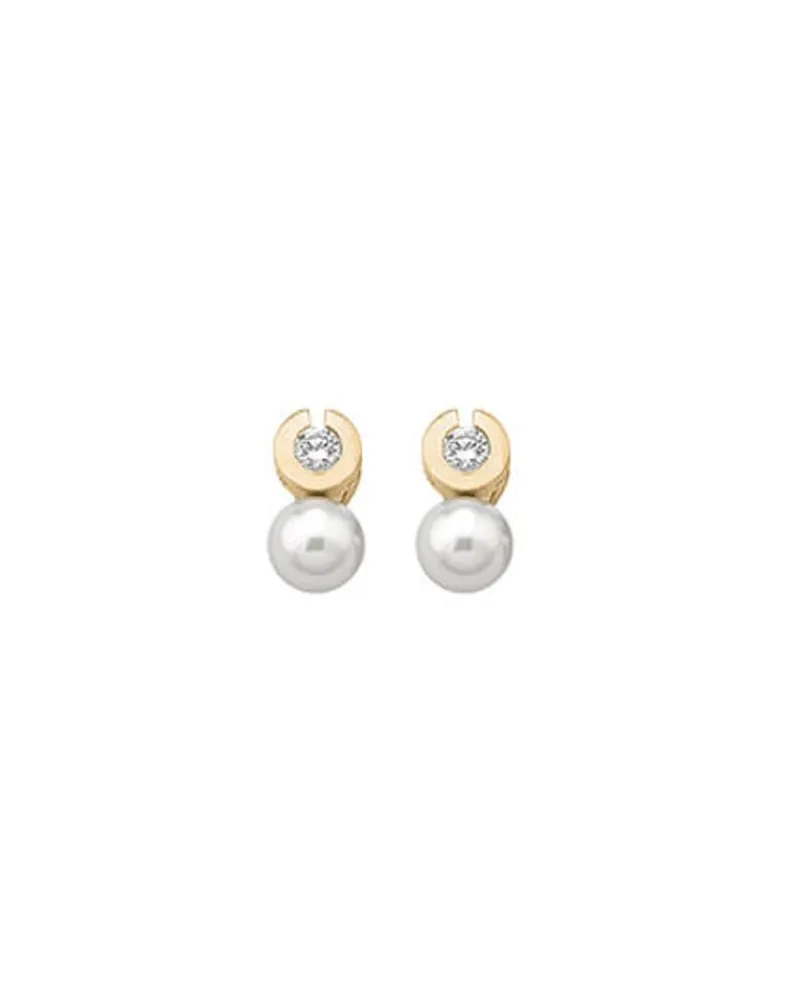 Tu & Yo Earrings|Majorica Earrings Exquisite Gold Plated With 10Mm White Pearl And Zircons