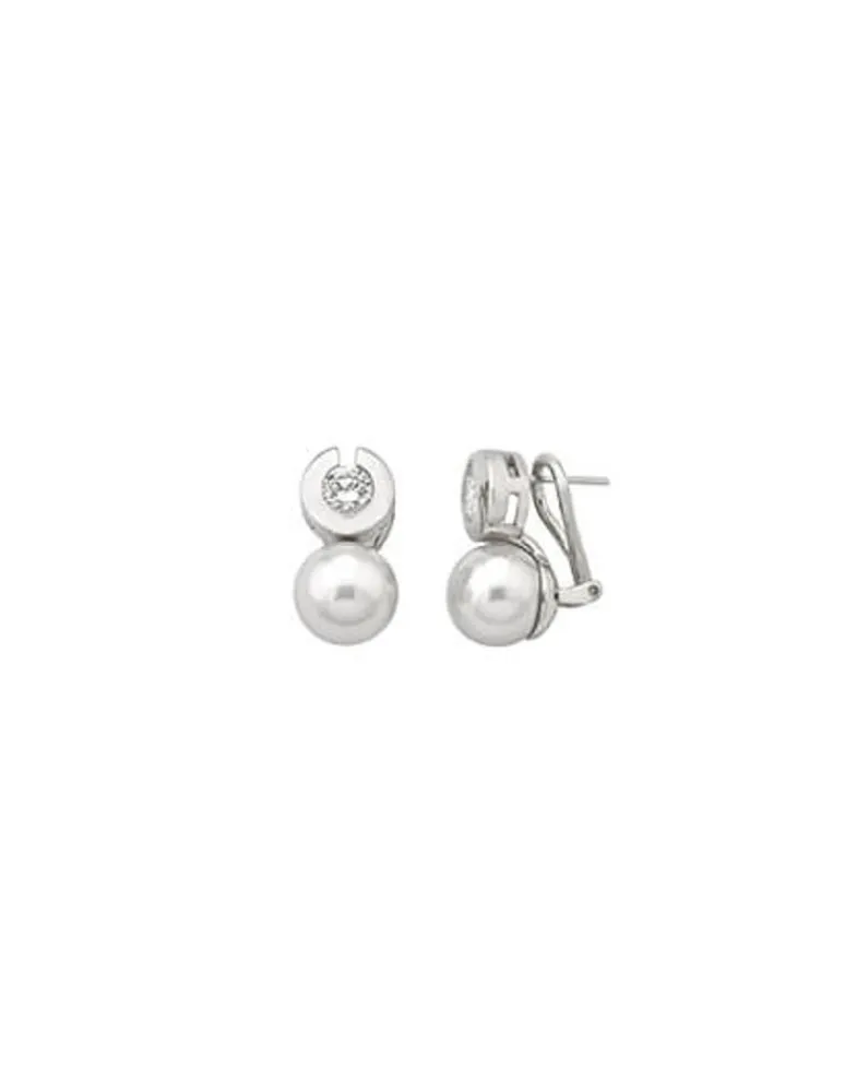 Tu & Yo Earrings|Majorica Earrings Exquisite Silver With 10Mm White Pearl And Zircons