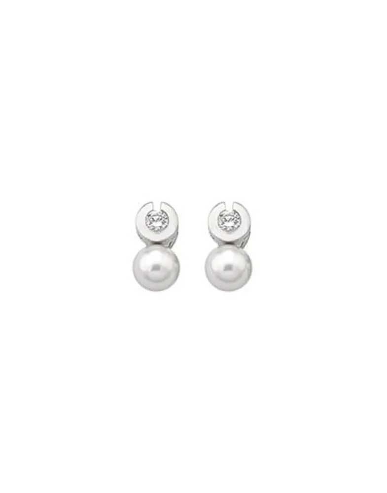 Tu & Yo Earrings|Majorica Earrings Exquisite Silver With 10Mm White Pearl And Zircons