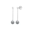 Pearl Drop Earrings|Majorica Earrings Ilusion Silver With 8Mm Gray Pearl