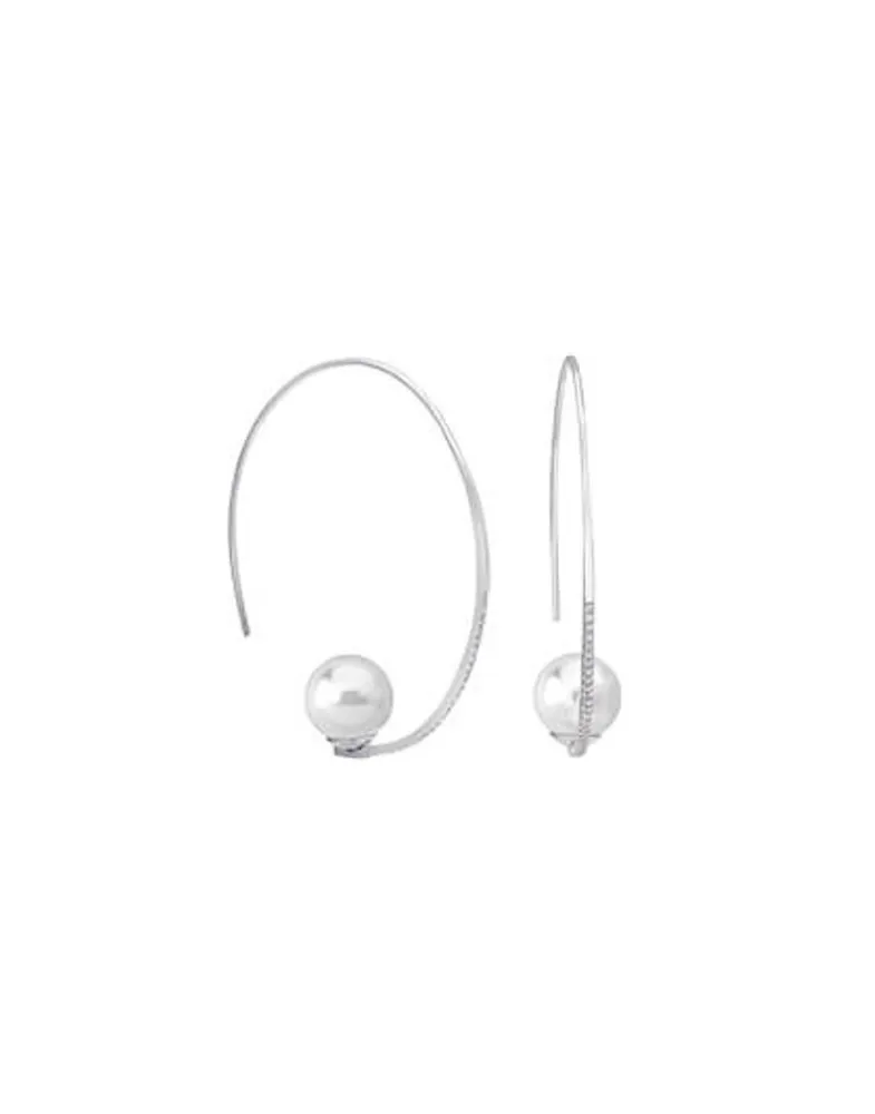 Pearl Hoop Earrings|Majorica Earrings Isadora Steel With Zircons Small
