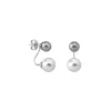 Short Earrings|Majorica Earrings Jour Silver With 8 And 10Mm White And Gray Pearls