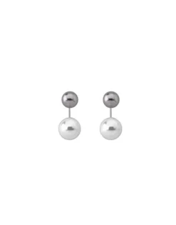Short Earrings|Majorica Earrings Jour Silver With 8 And 10Mm White And Gray Pearls