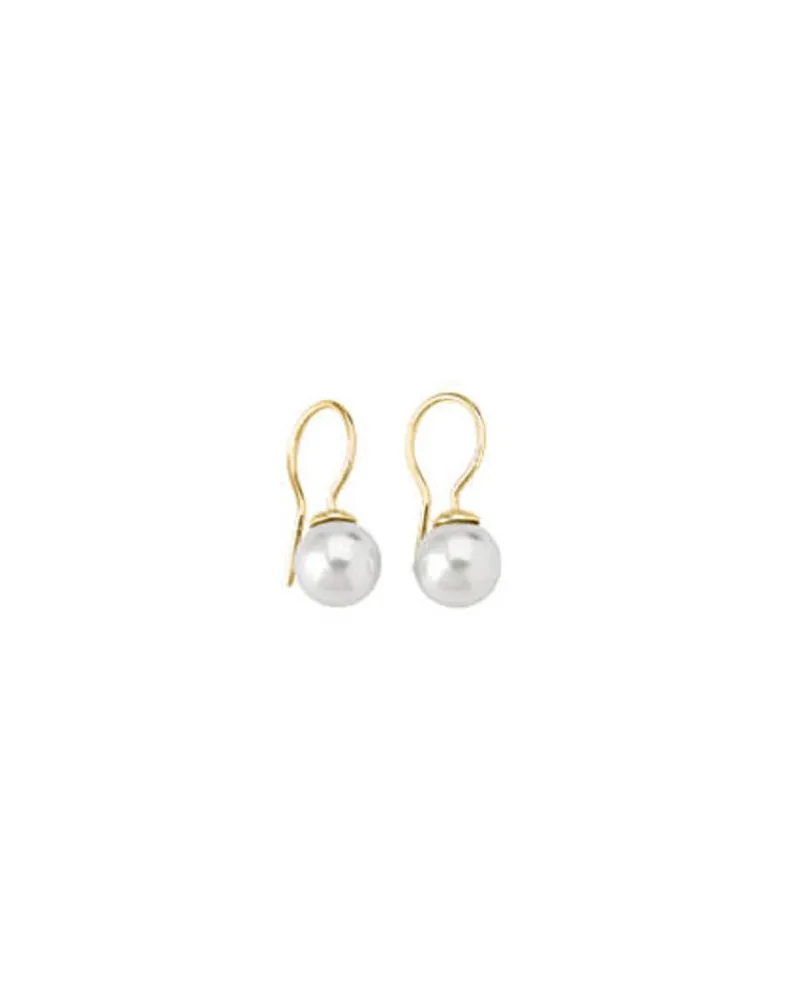 Pearl Drop Earrings|Majorica Earrings Lyra Gold Plated With White Pearl 9Mm
