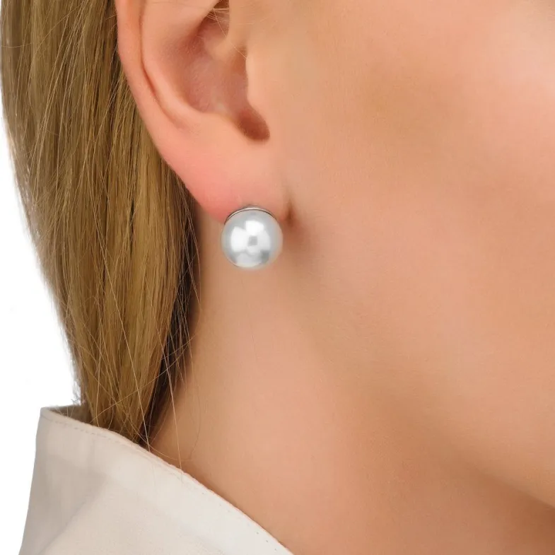 Pearl Stud Earrings|Majorica Earrings Lyra Gold Plated With 12Mm White Pearl