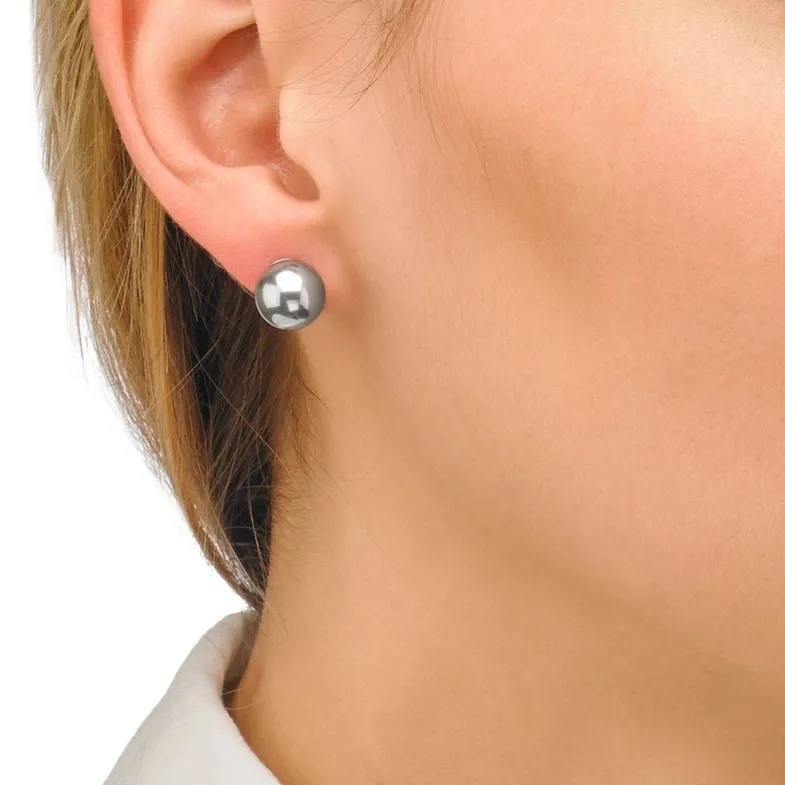 Pearl Stud Earrings|Majorica Earrings Lyra Silver With 10Mm Gray Pearl