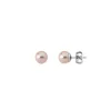 Pearl Stud Earrings|Majorica Earrings Lyra Silver With 8Mm Pink Pearl