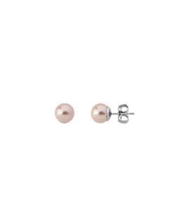 Pearl Stud Earrings|Majorica Earrings Lyra Silver With 8Mm Pink Pearl