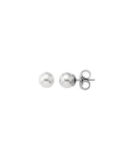 Pearl Stud Earrings|Majorica Earrings Lyra Silver With 10Mm White Pearl