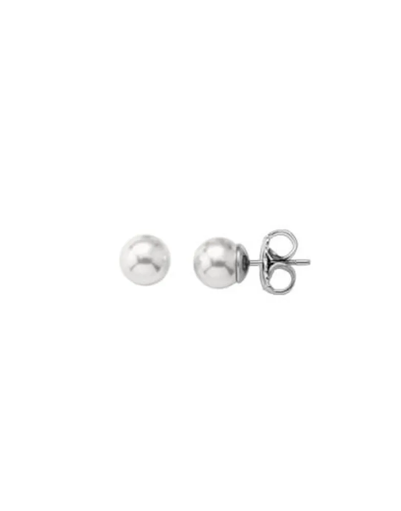 Pearl Stud Earrings|Majorica Earrings Lyra Silver With 12Mm White Pearl