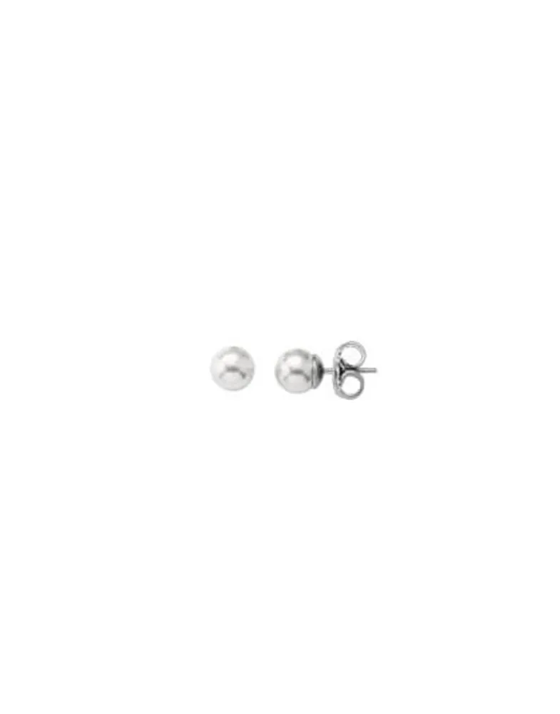 Pearl Stud Earrings|Majorica Earrings Lyra Silver With 6Mm White Pearl